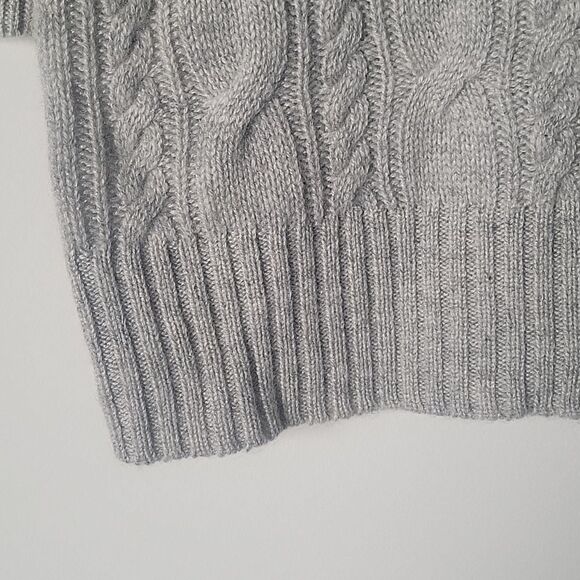 NWT J Crew XS 100% Cashmere Cable Knit Wool Long Sleeve Crew Sweater Gray Y2K - Picture 4 of 12